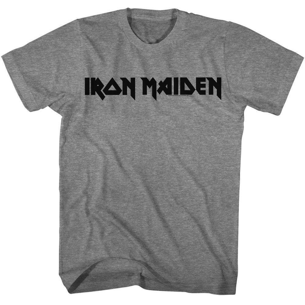 Iron Maiden 1 Color Logo Graphite Heather Adult T Shirt